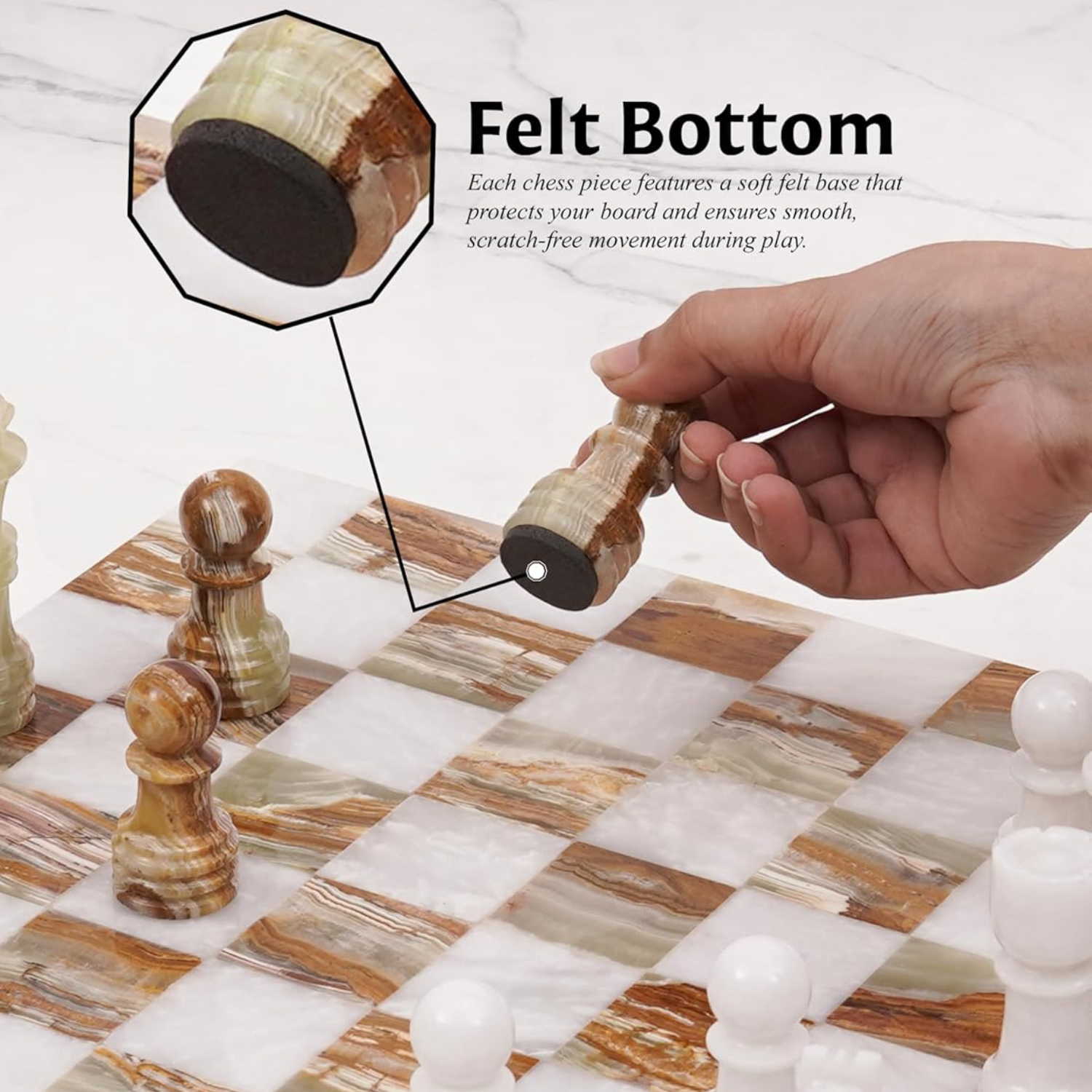 Luxury Borderless Marble Chess Board & Pieces