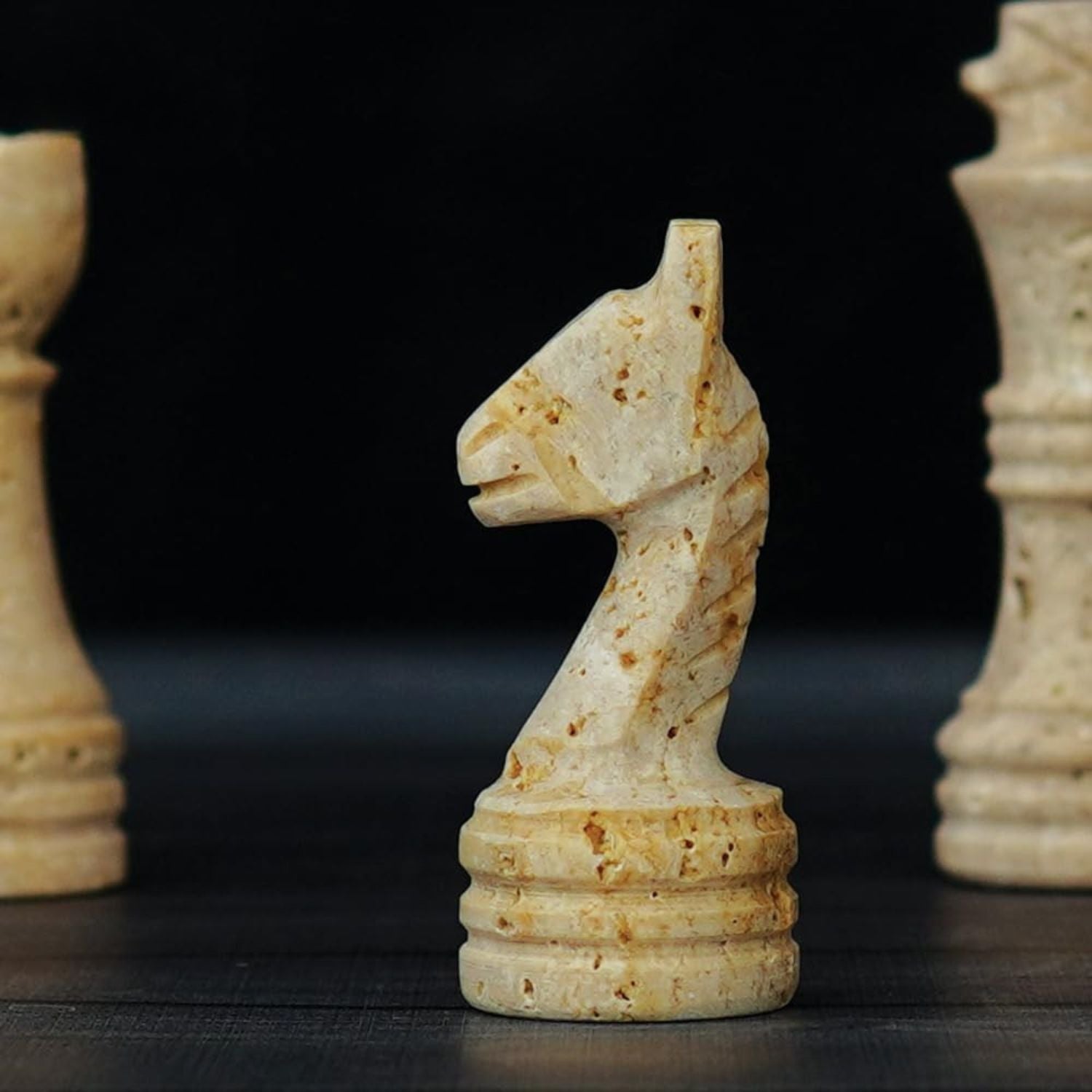 12 Inch White & Travertine Premium Marble Chess Sets