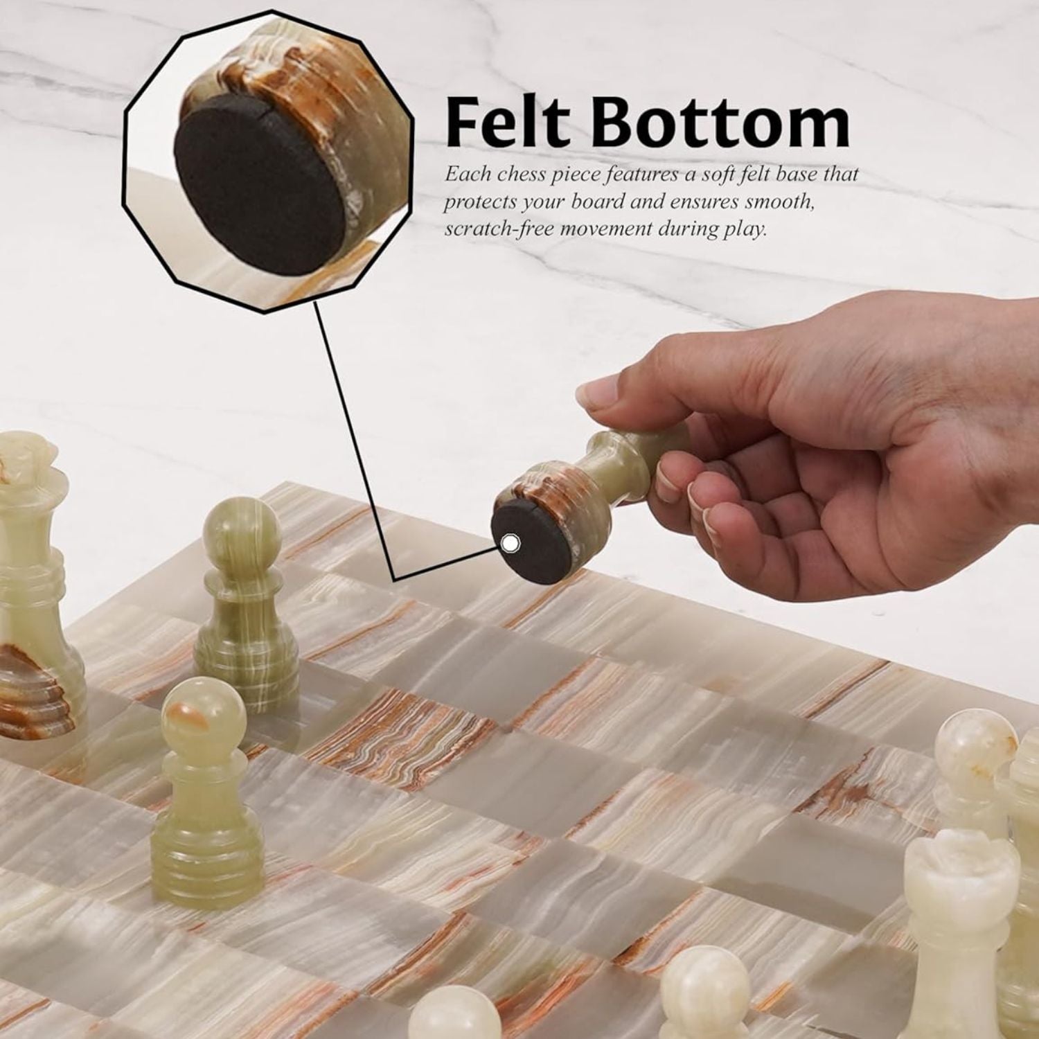 White Onyx And Green Borderless Marble Chess
