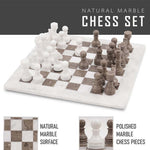 15-Inch Premium White and Grey Oceanic Marble Chess Set