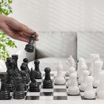 15-Inch White and Black High-Quality Marble Chess Set