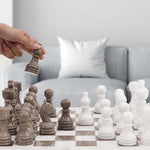 15-Inch White and Grey Oceanic High-Quality Marble Chess Set