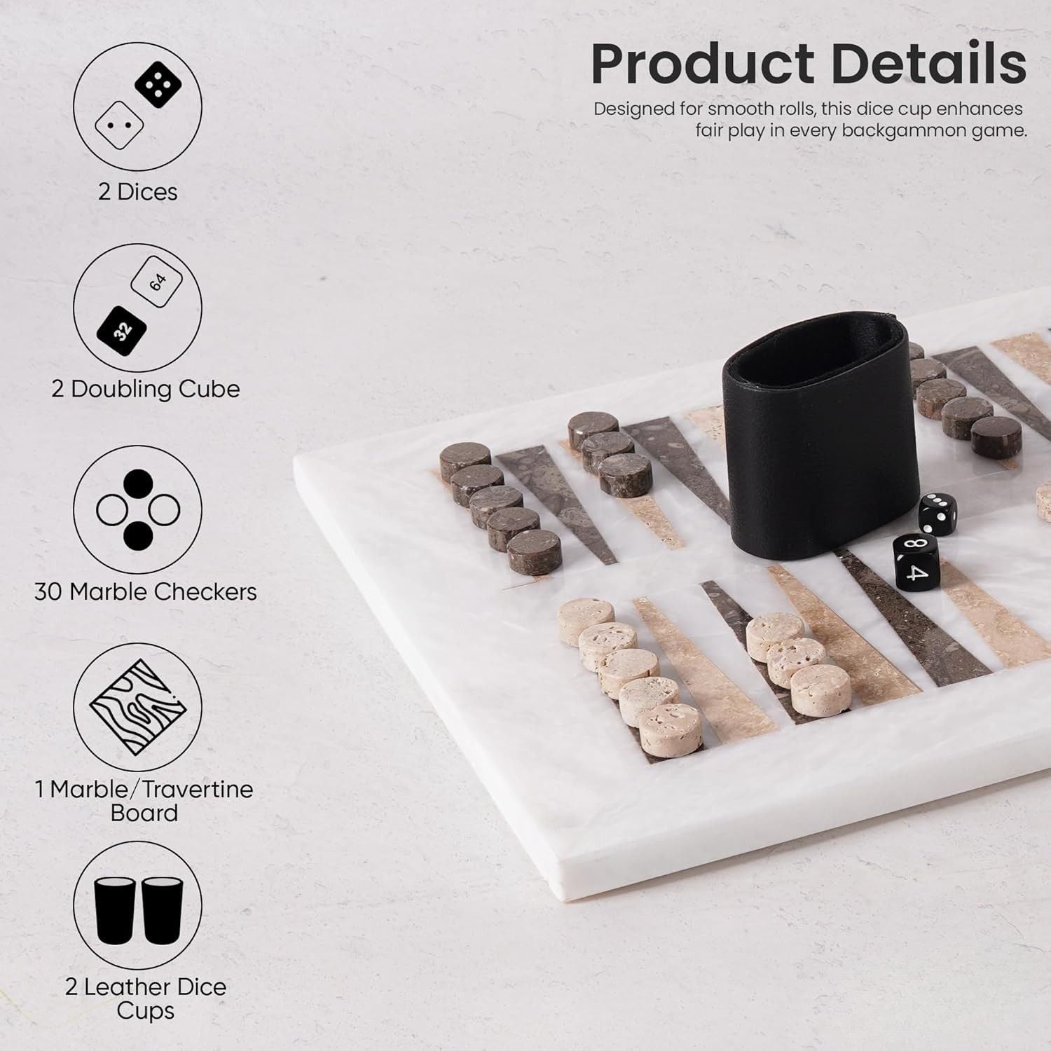 16 Inches Marble Chips Backgammon Set