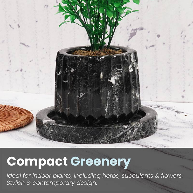 4 Inches Black Marble Planter