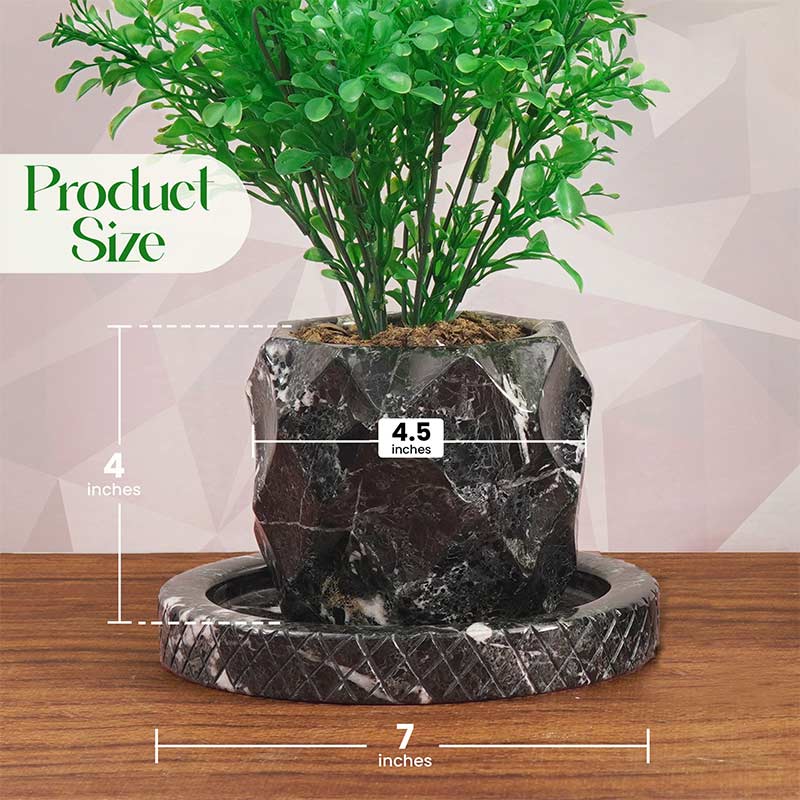 4 Inches Marble Black Planter
