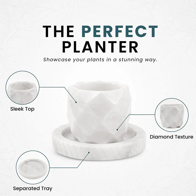 4 Inches White Marble Planter