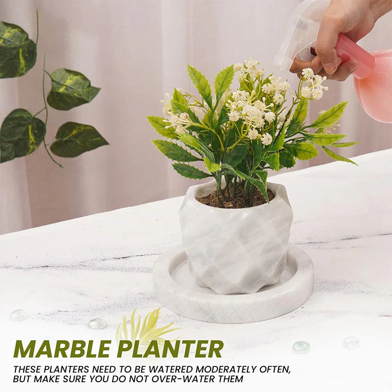 4 Inches White Marble Planter For Plant