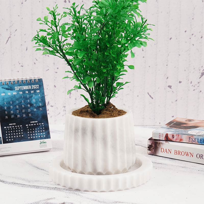 4 Inches White Marble Planters or Floor