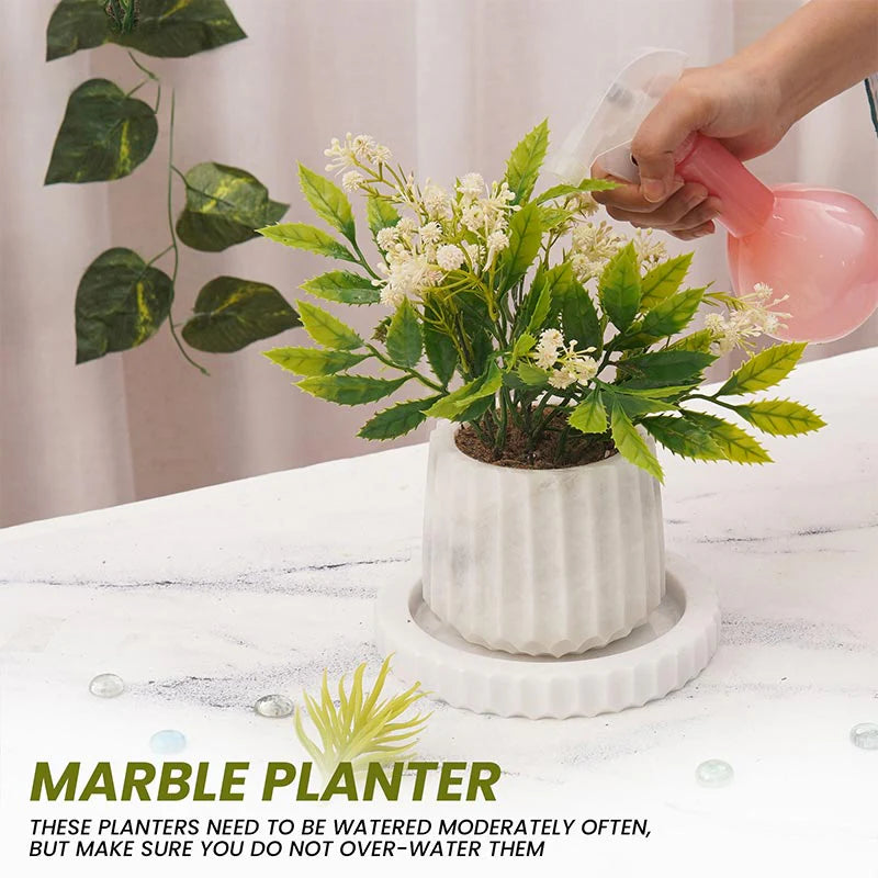 4 Inches Marble Planters For Plant Pots - Indoor Planter & Outdoor Planter