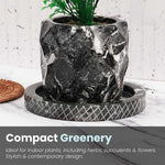 6 Inches Black Marble Planter Handmade