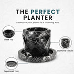 6 Inches Handmade Black Marble Planter