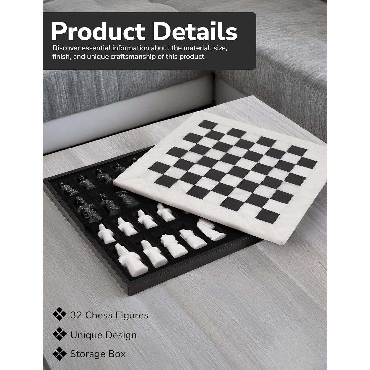 Antique Chess Board with Storage