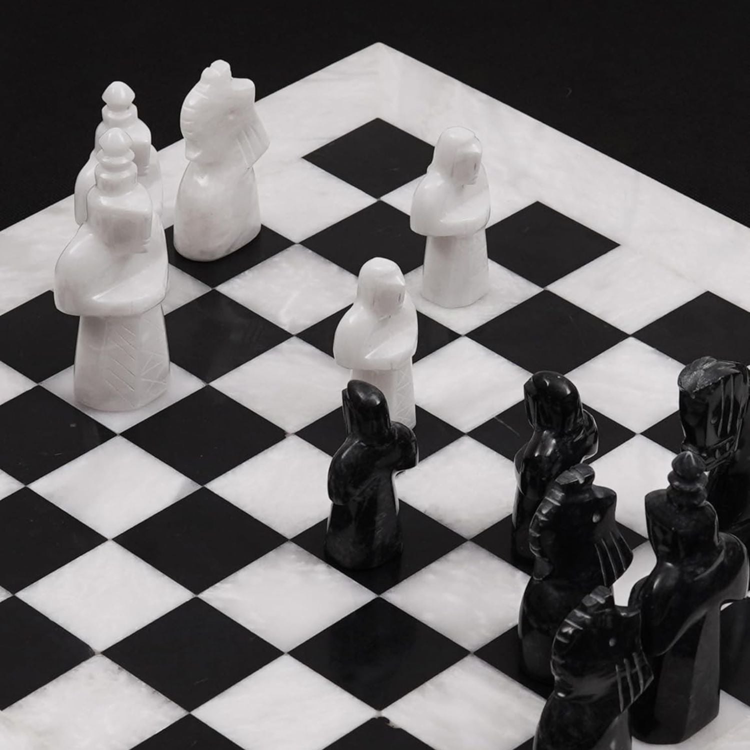 Antique Chess Pieces with Storage Box