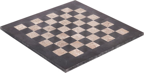 Black and Oceanic handcrafted 15 inch marble chess board by Royal Bishop