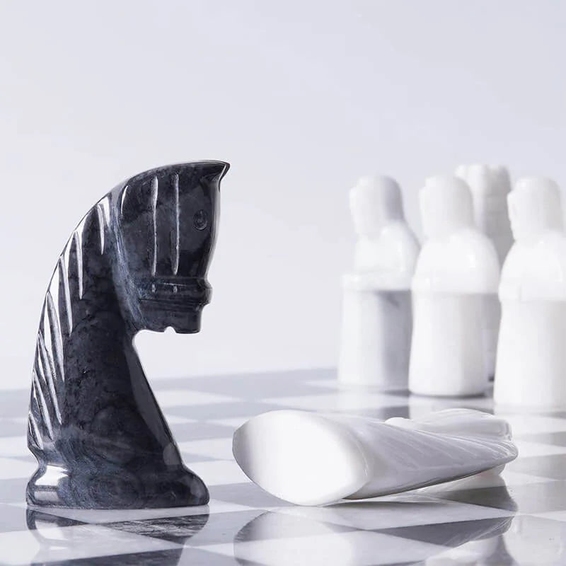 black and white chess figures