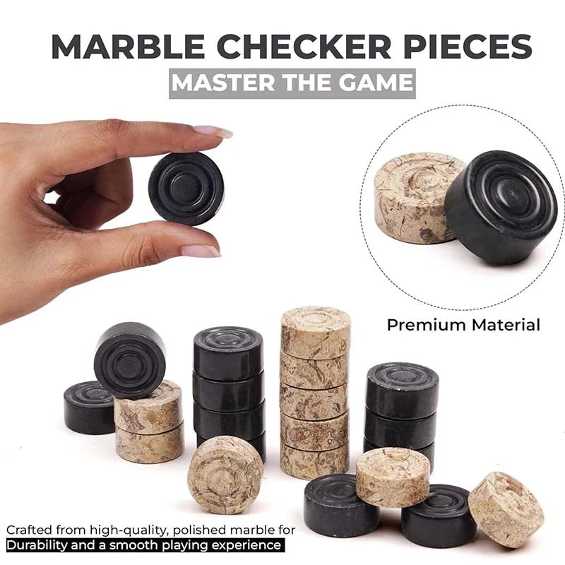 Checker Set Black Coral Handmade Checker