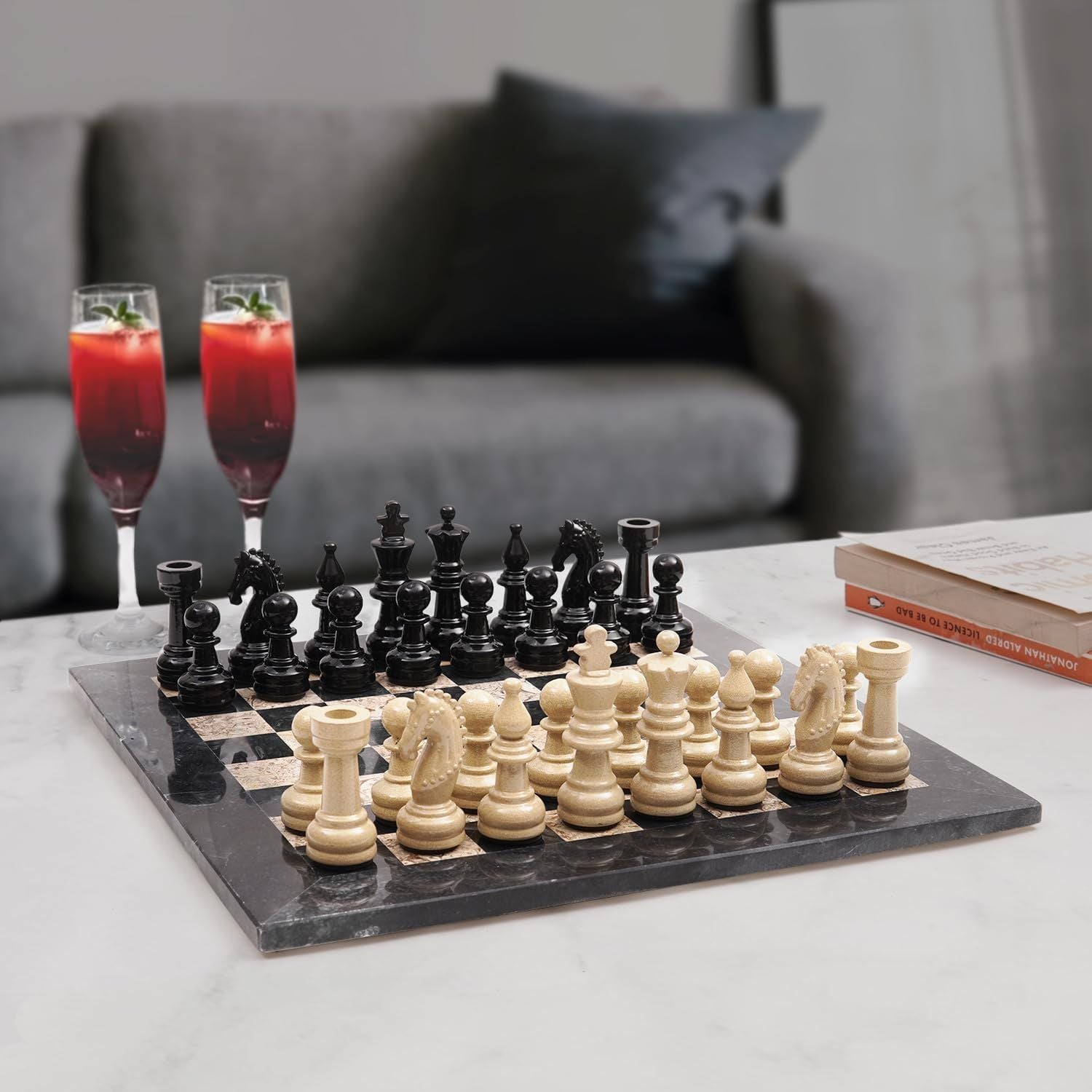 Marble Chess Set Black Coral Board Game 