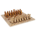 Coral and Brown marble chess set