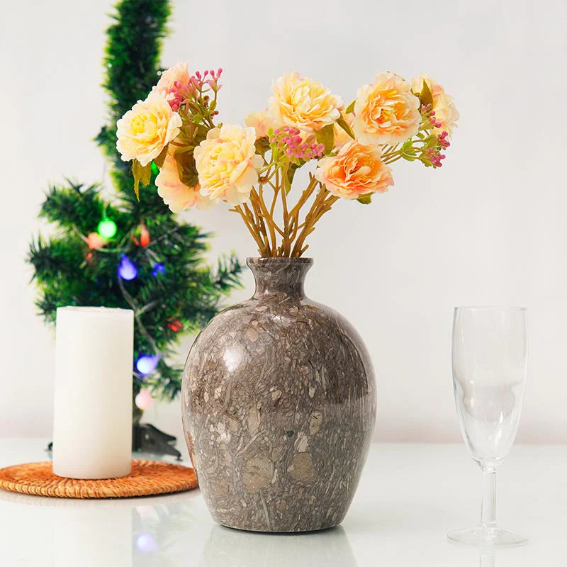 Marble Flower Vase 8 Inches Handmade Tall Vases for Floor