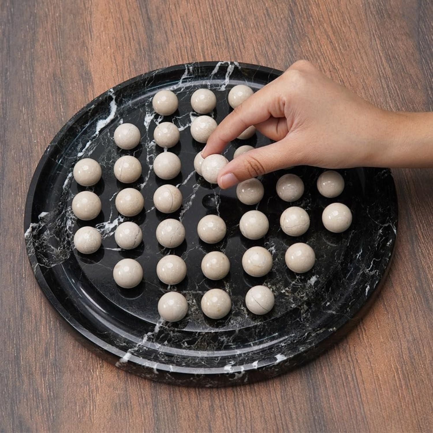 Marble Peg Solitaire Board Game