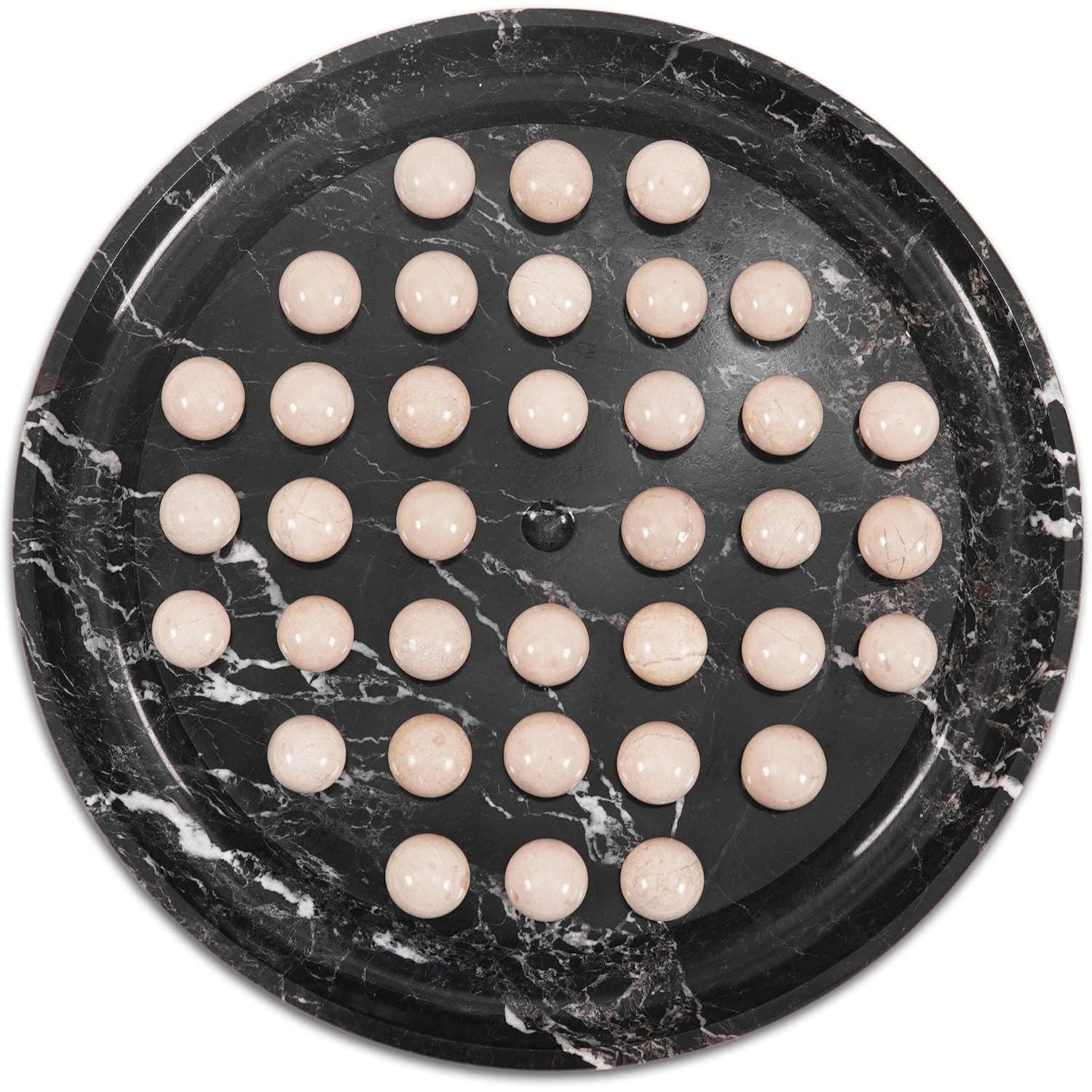 Marble Peg Solitaire Board Game 10 Inch Black Board