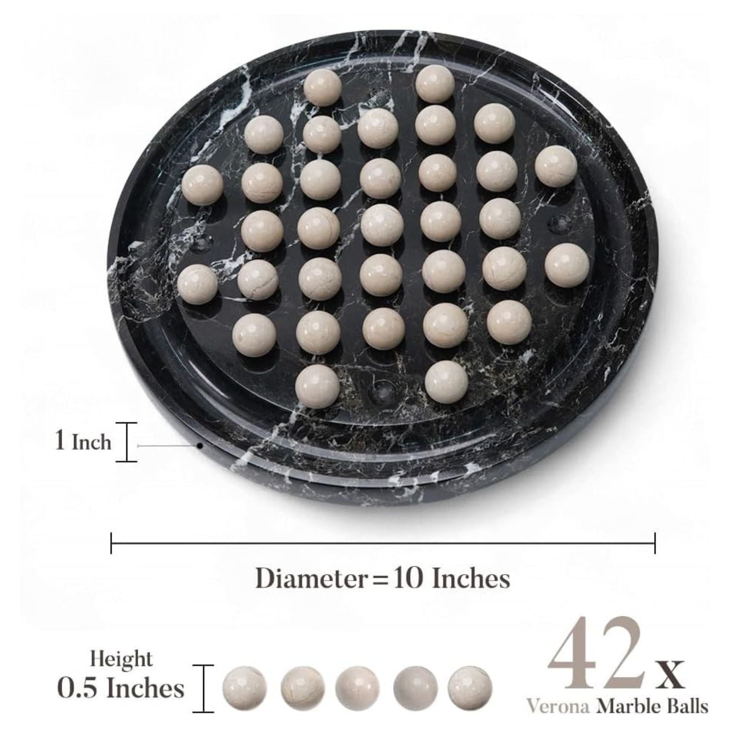 Marble Peg Solitaire Board Game Board with Marble Balls