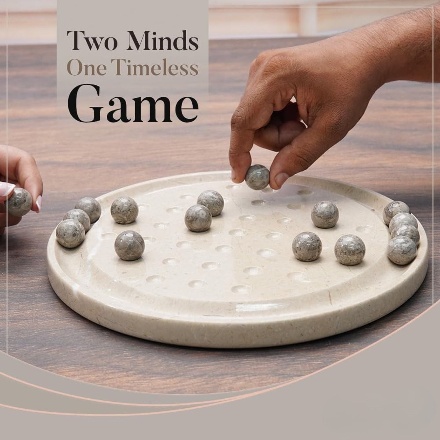 Marble Peg Solitaire Board Game 10 Inch Premium Verona Board with 42 Oceanic Marble Balls
