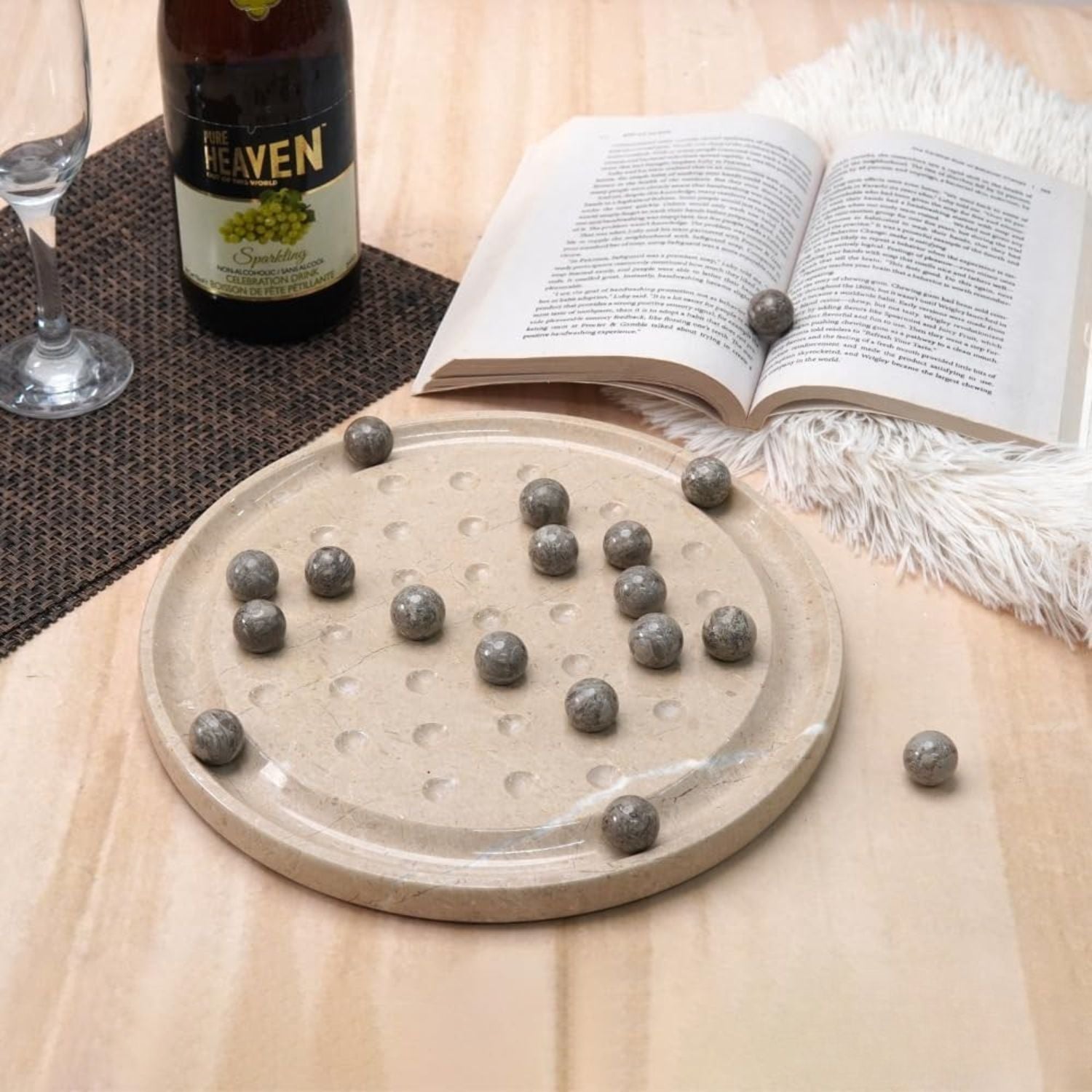 Marble Peg Solitaire Board Game 10 Inch Premium Verona Board with 42 Oceanic Marble Balls