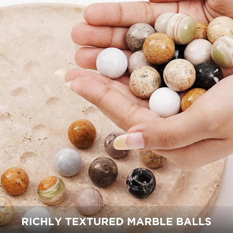 Travertine Marble Solitaire Board Game