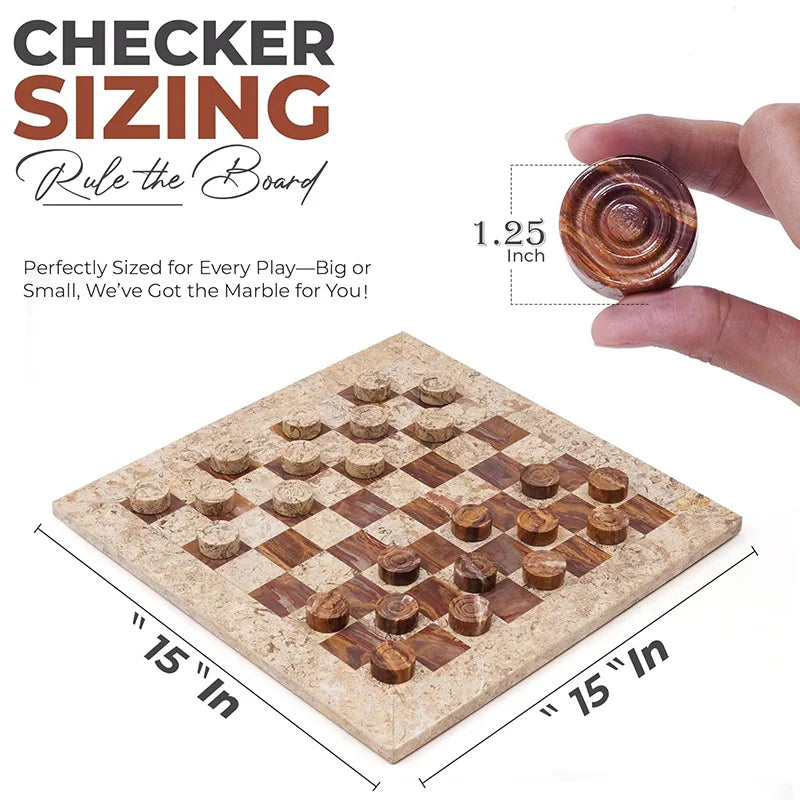 Marble Checker Set Board