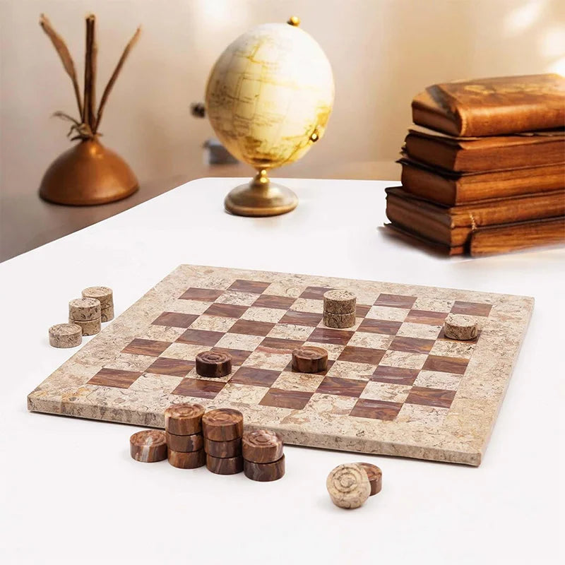 Marble Checker Set Board Game