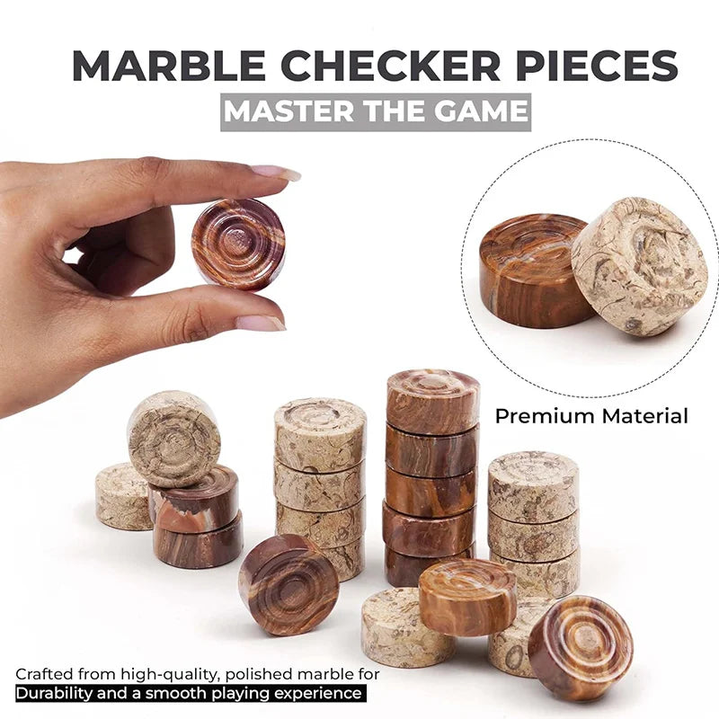 Marble Checker Set Handmade Board Game
