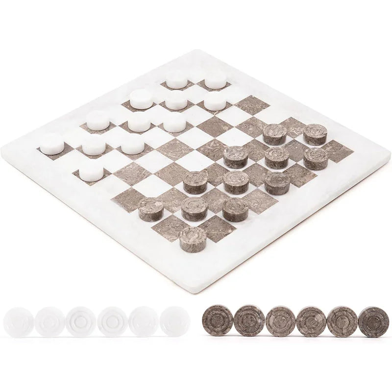 Marble Checker Set White and Oceanic Board Game