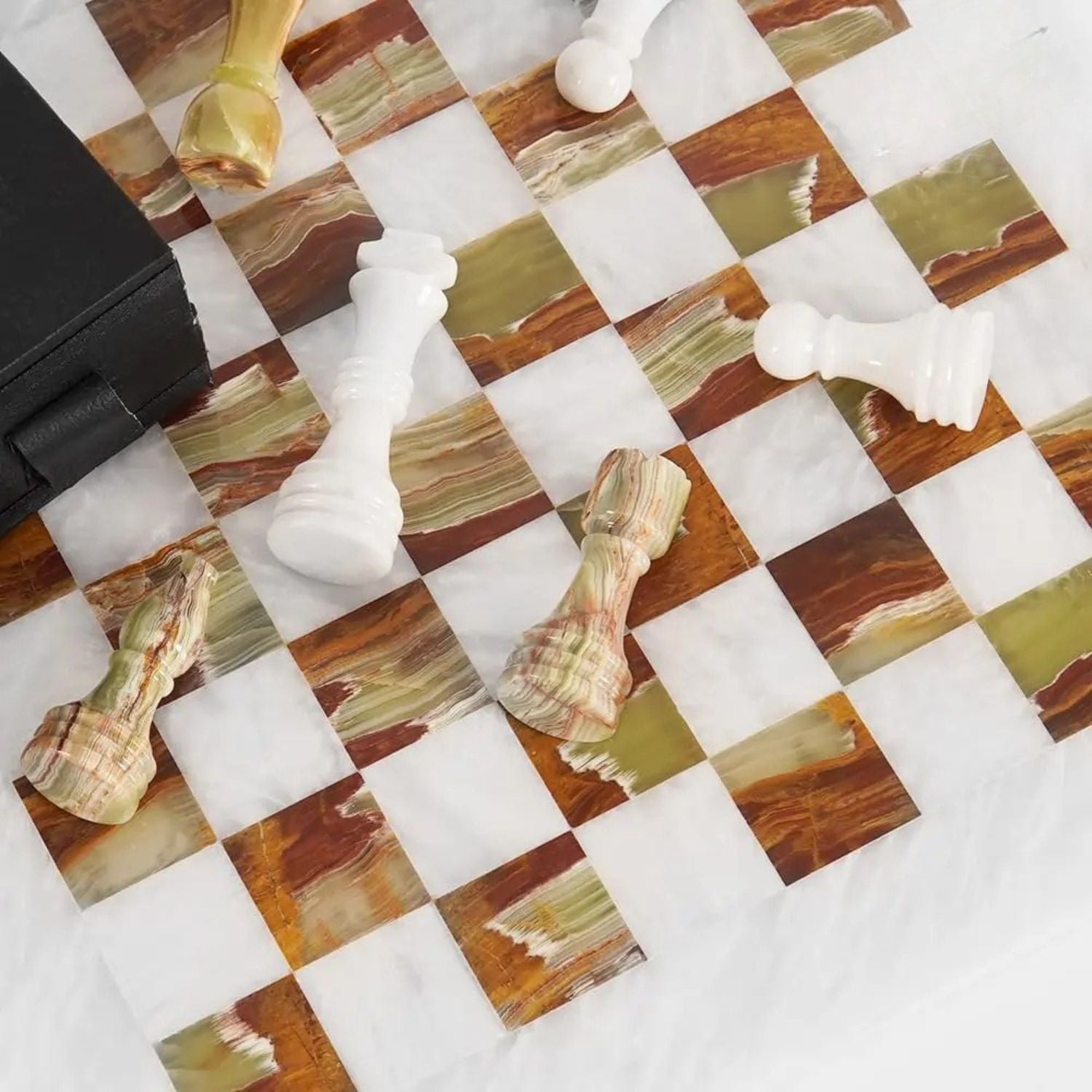 Marble Chess Board White Green