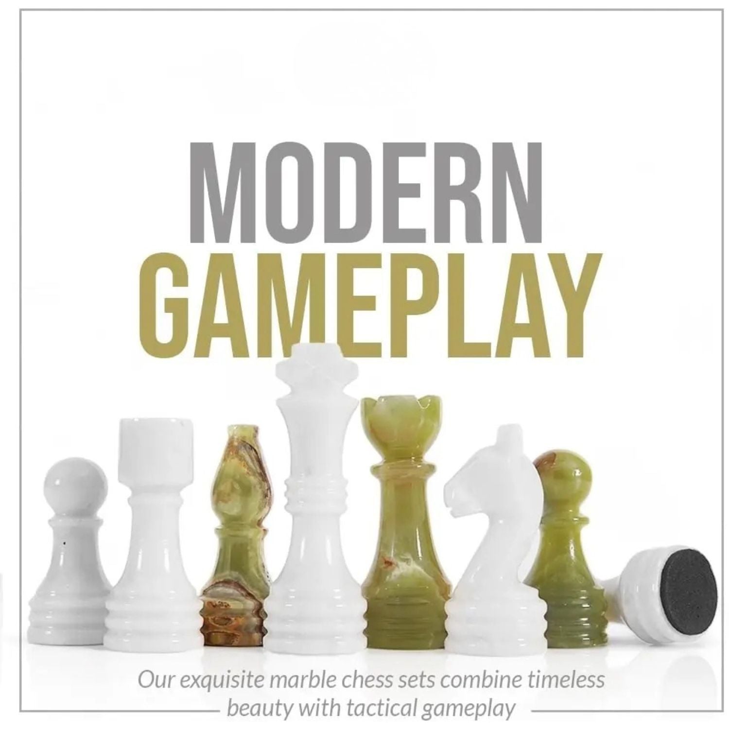Marble Chess Figures White Green