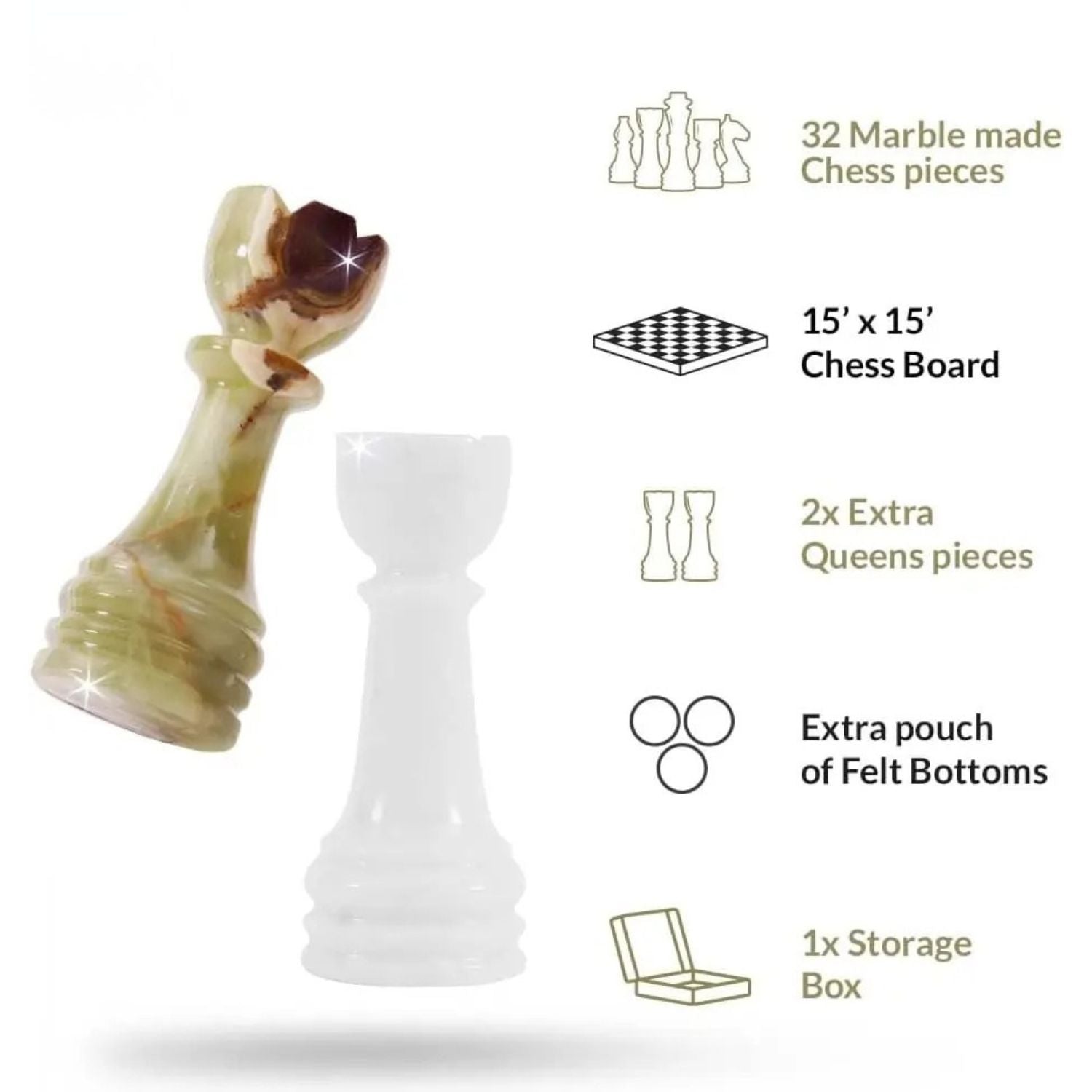 Marble Chess Pieces White Green