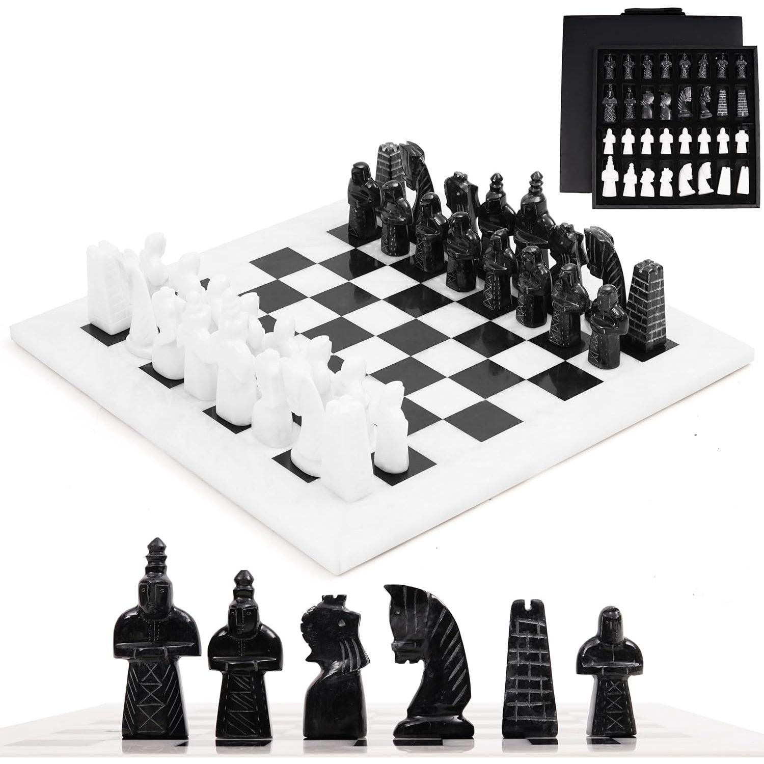 Marble Chess Set with Storage