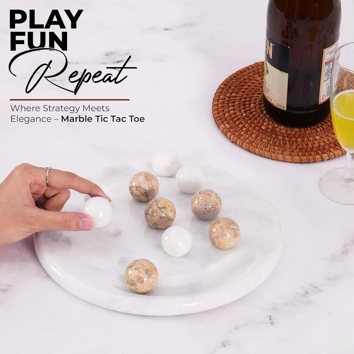 Marble Tic Tac Toe 10 Inch Board Game