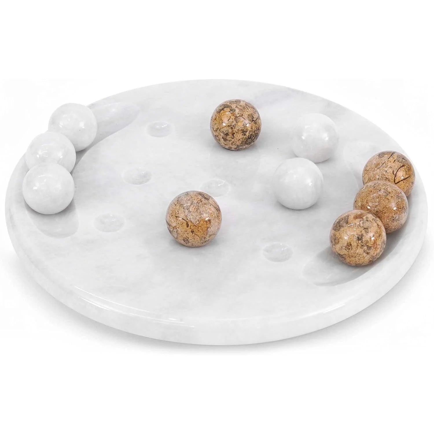 Marble Tic Tac Toe White and Coral Board Game