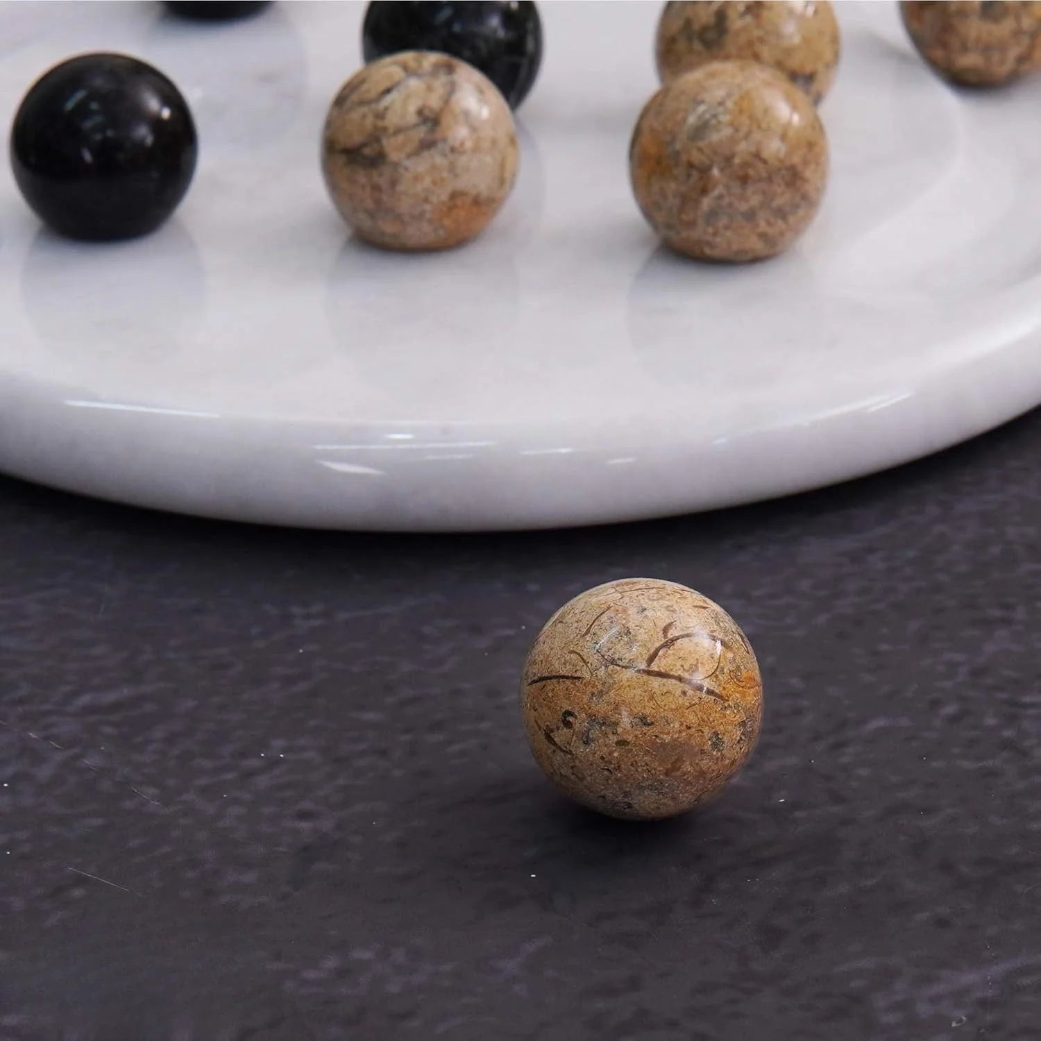 Marble Tic Tac Toe Game Black and Coral Board Games