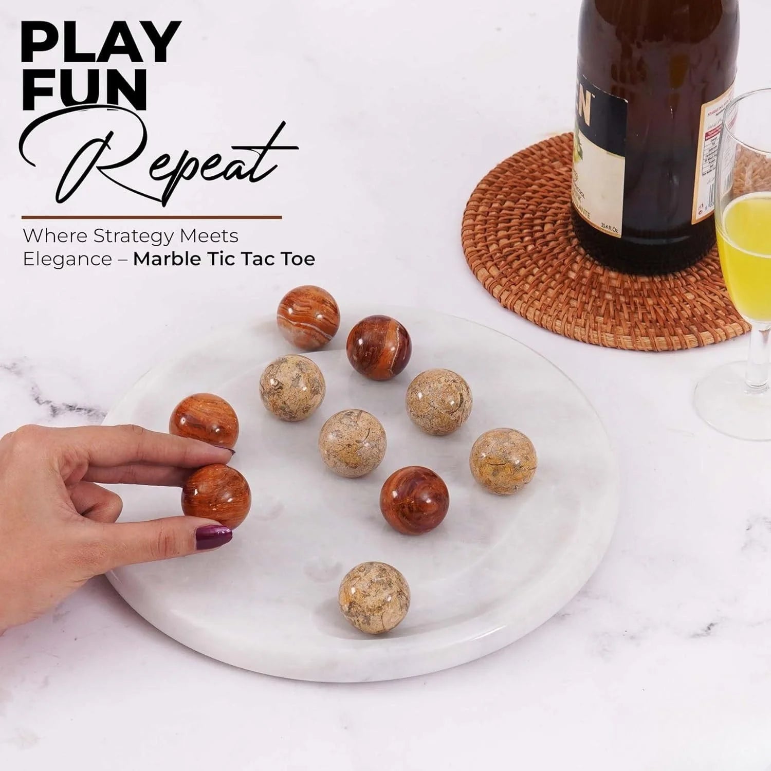 Marble Tic Tac Toe Handmade Game