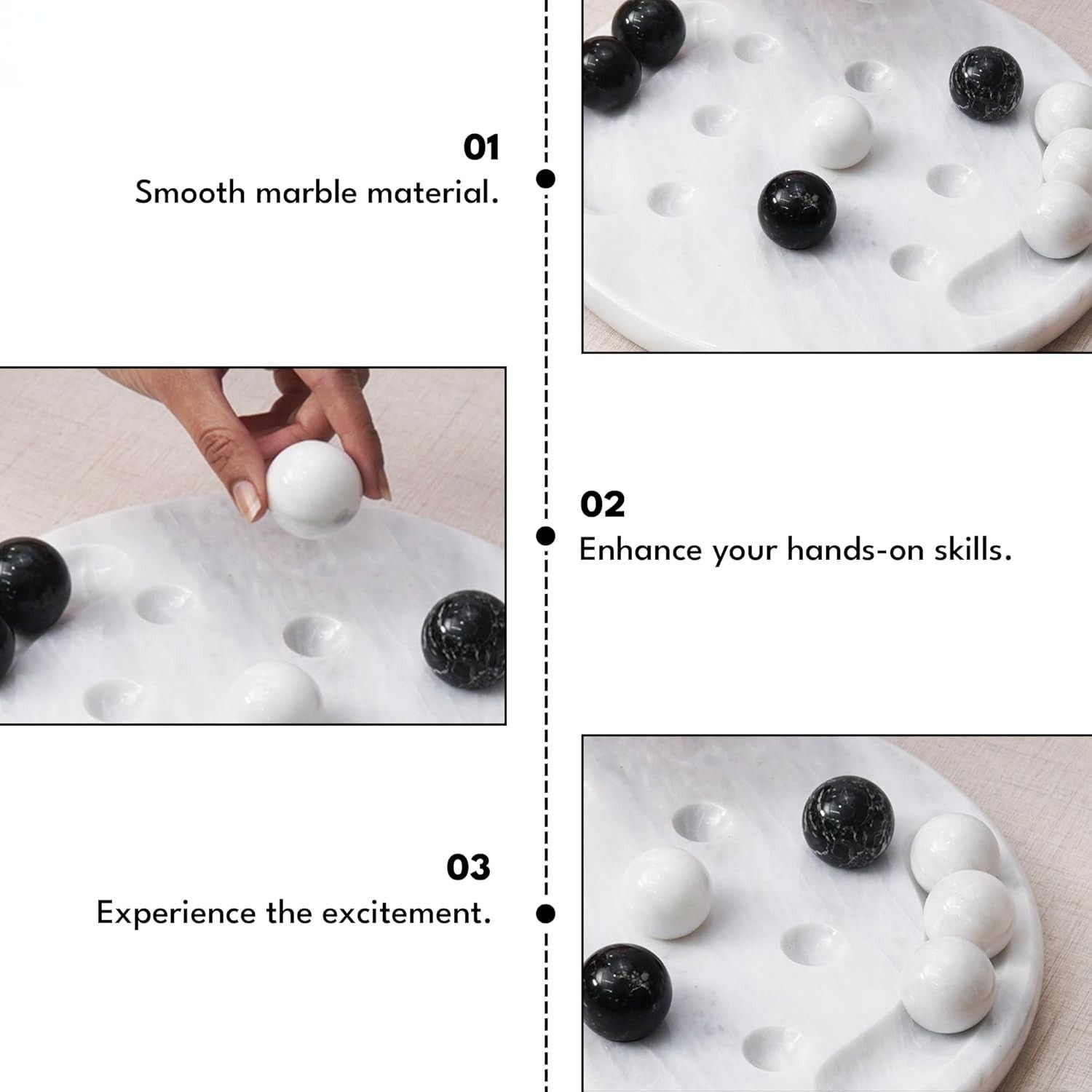 Marble Tic Tac Toe White and Black Board