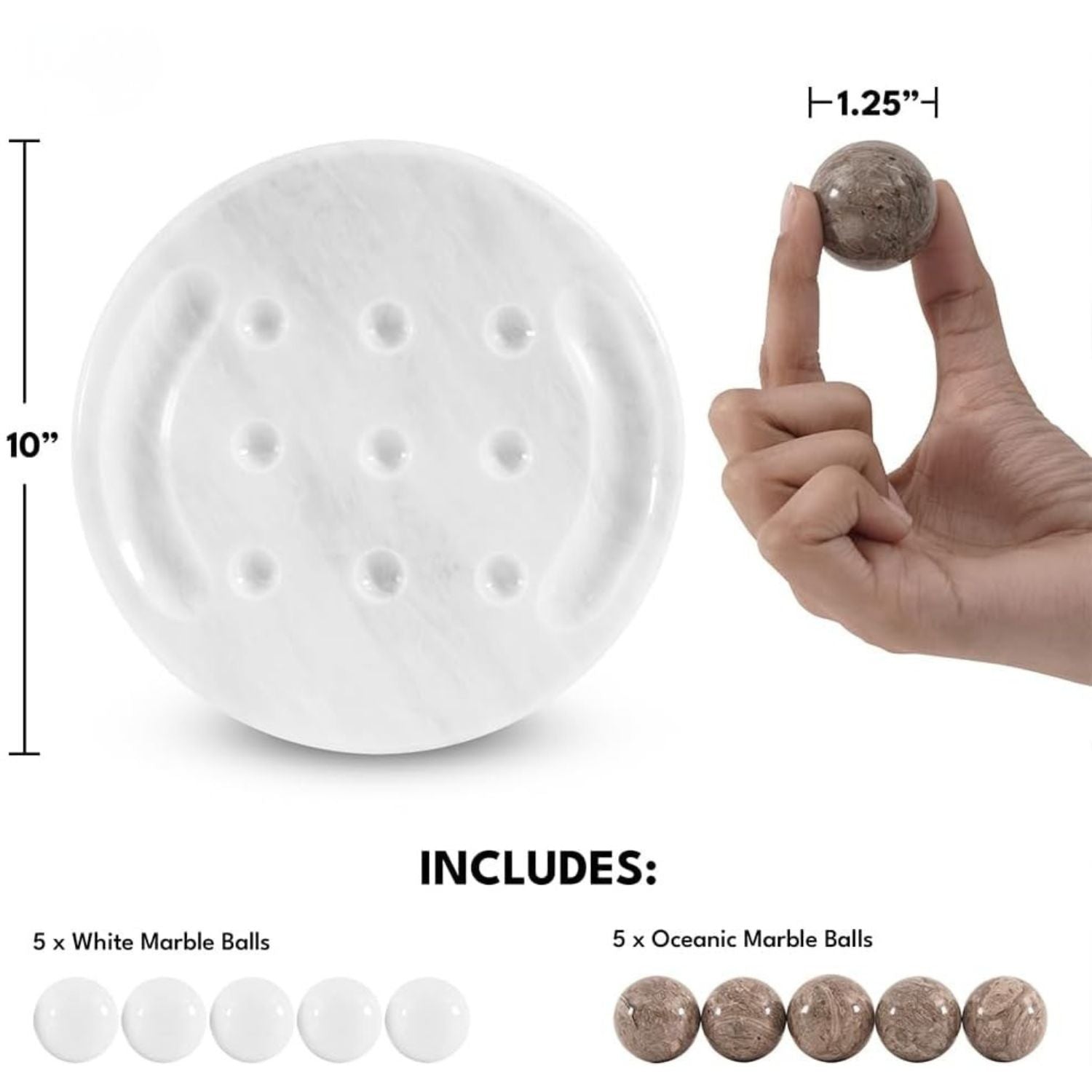 Marble Tic Tac Toe White and Oceanic