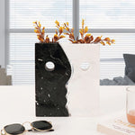 Black and White Marble Face Vase for kitchen table