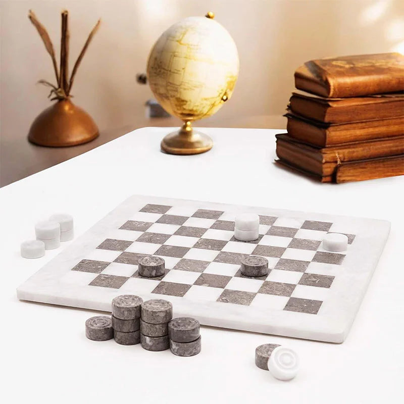 Marble Checker Set Handmade Board Game