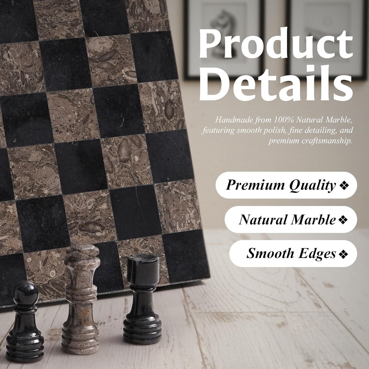 Oceanic And Black Luxury Borderless Marble Chess