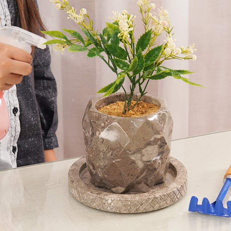 Oceanic 6 Inches Marble Planters For Floor
