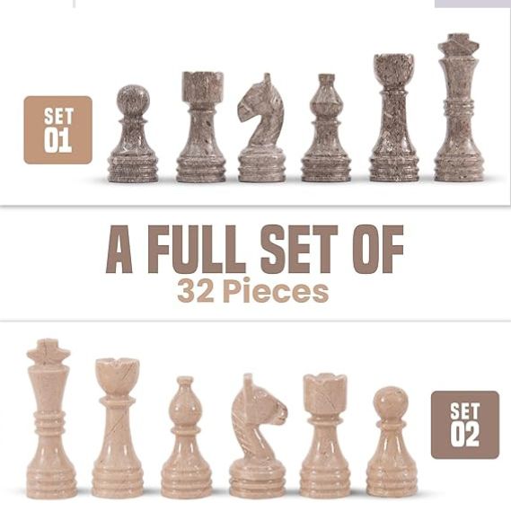 Oceanic and verona marble chess board and pieces