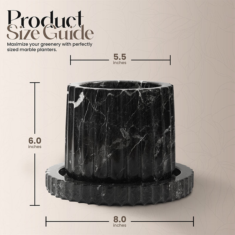 Polished Marble Flower Pot
