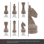 Premium 15-Inch White and Grey Oceanic Marble Chess Set